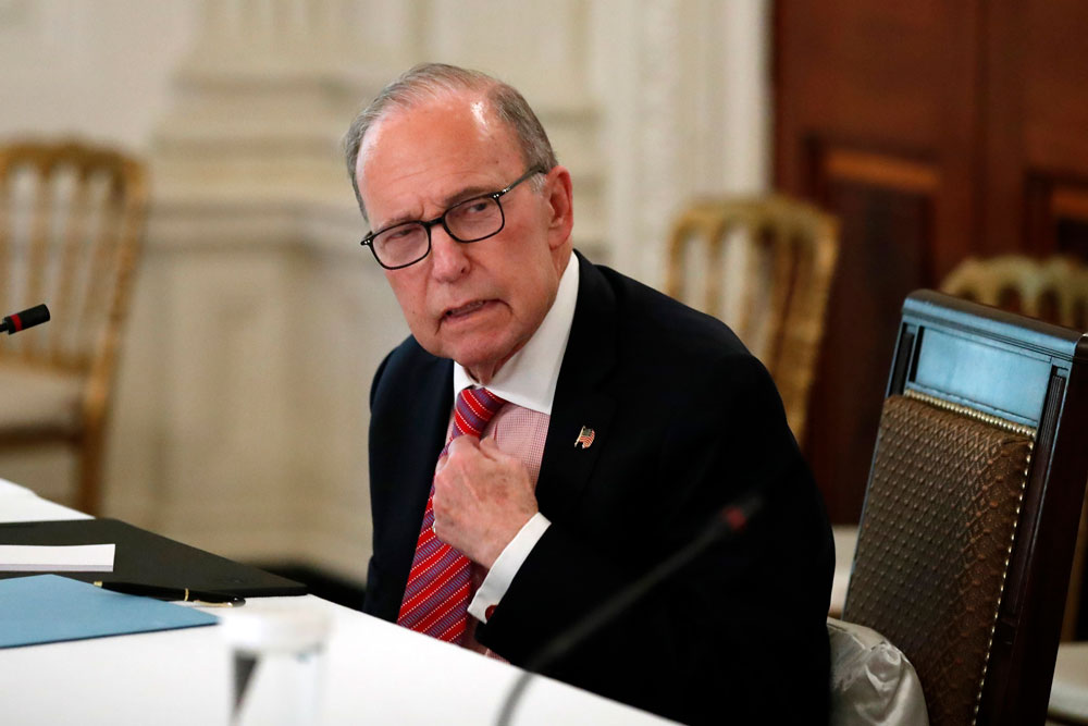 White House chief economic adviser Larry Kudlow listens during a roundtable with industry executives in the White House on Wednesday, April 29. 