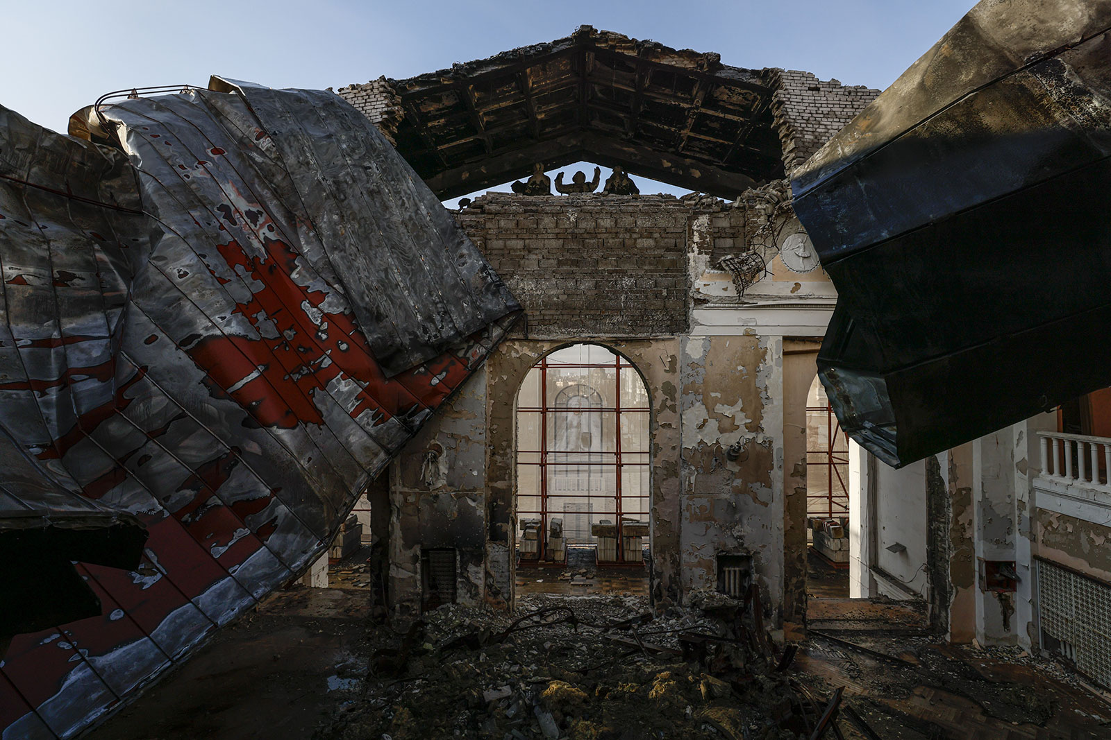 A general view of the destroyed Drama Theater in Mariupol, Ukraine, on December 8. 