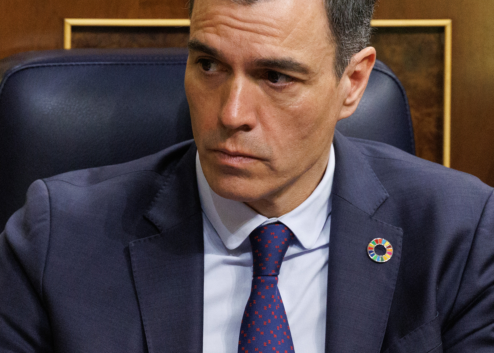 Pedro Sanchez attends the second session of the motion of censure, at the Congress of Deputies, in Madrid, Spain, on March 22.