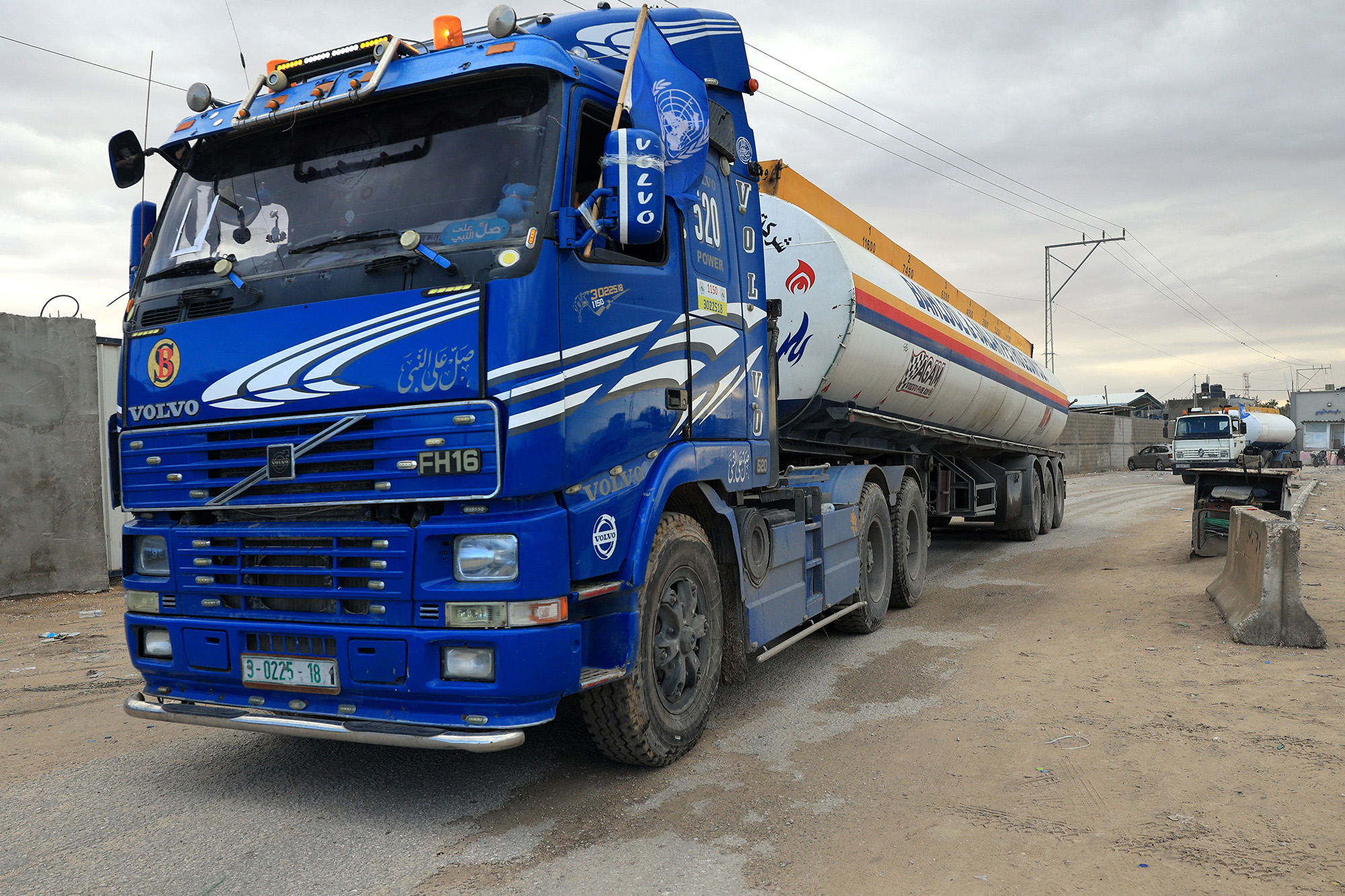 A truck carrying fuel crosses into Rafah, Gaza, on November 15.