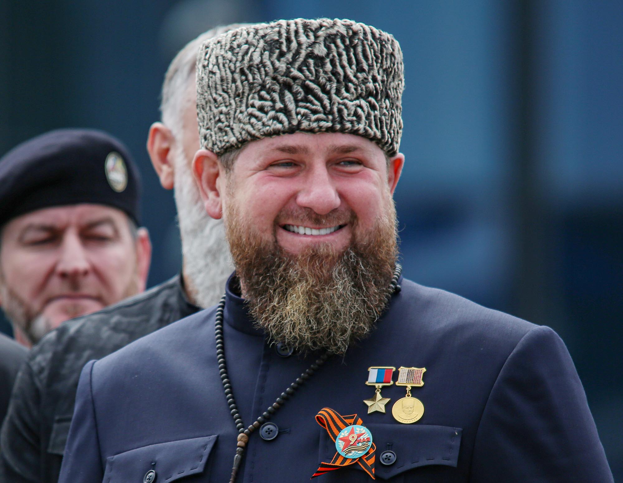 Head of the Chechen Republic Ramzan Kadyrov attends a military parade on Victory Day in the Chechen capital Grozny, on May 9, 2022. 