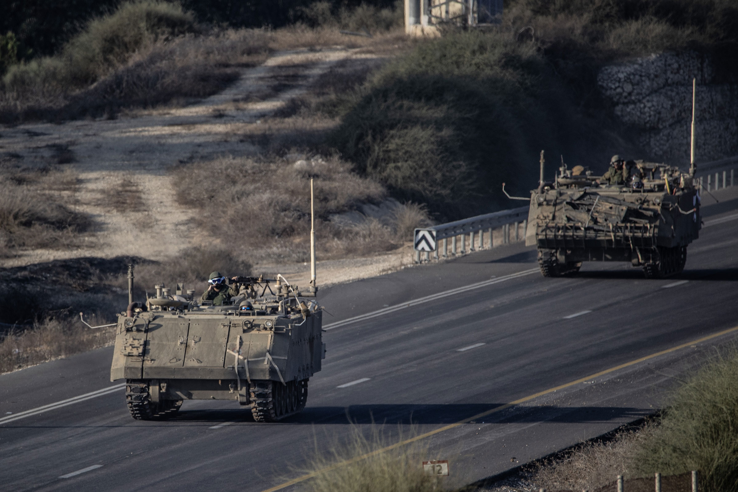 Israel continues to deploy soldiers, tanks and armored vehicles near the Gaza border in Sderot, Israel, on November 2. 