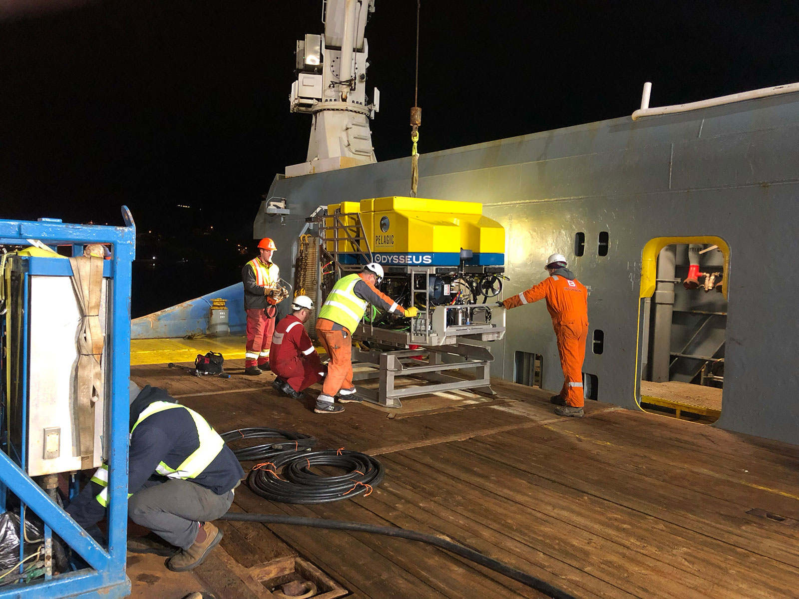 In this undated photo, a Pelagic Research Services remotely operated vehicle is prepared to assist in the search for the missing OceanGate submersible.