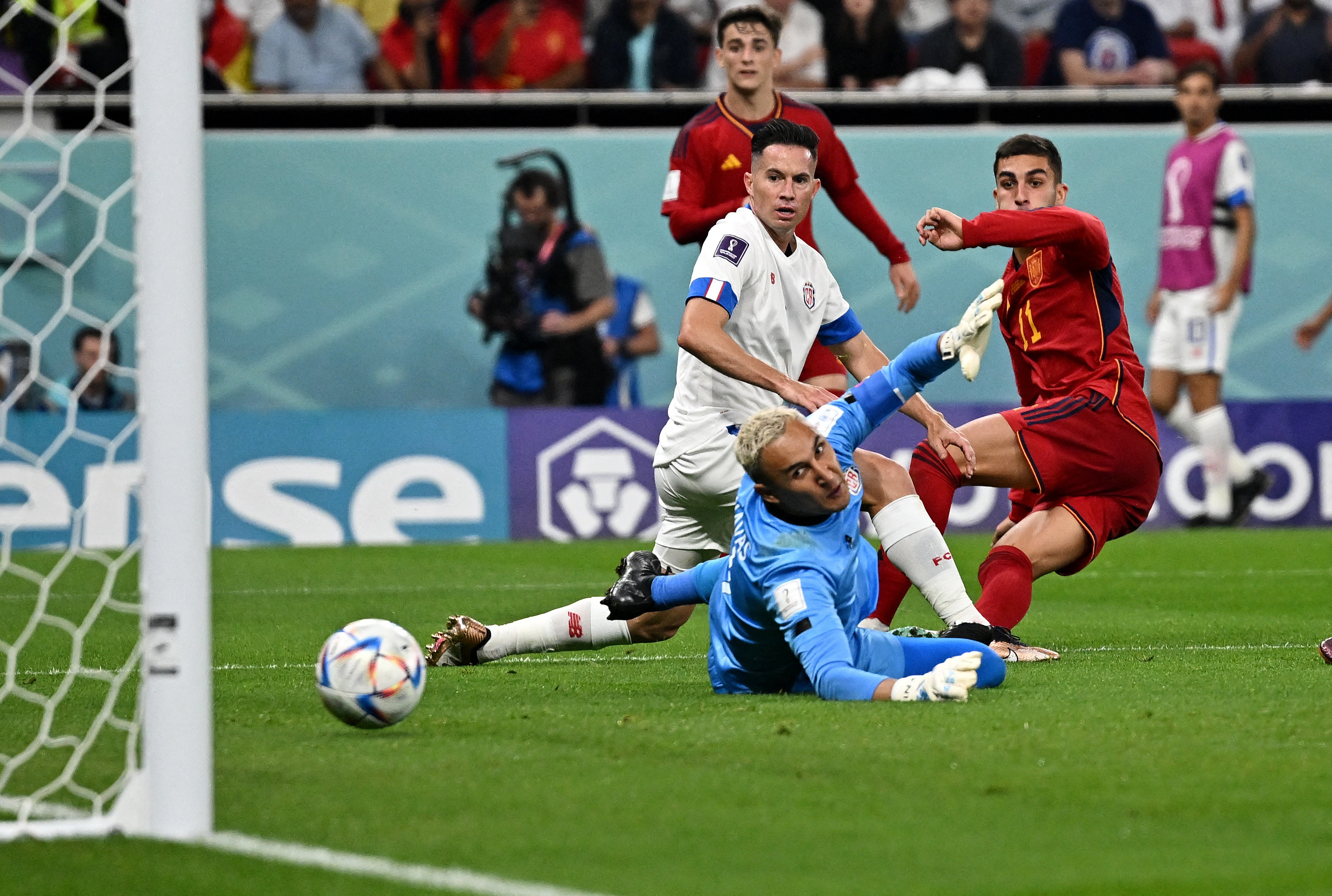 Spain's Ferran Torres scores their fourth goal against Costa Rica at Al Thumama Stadium in Doha, Qatar on November 23.