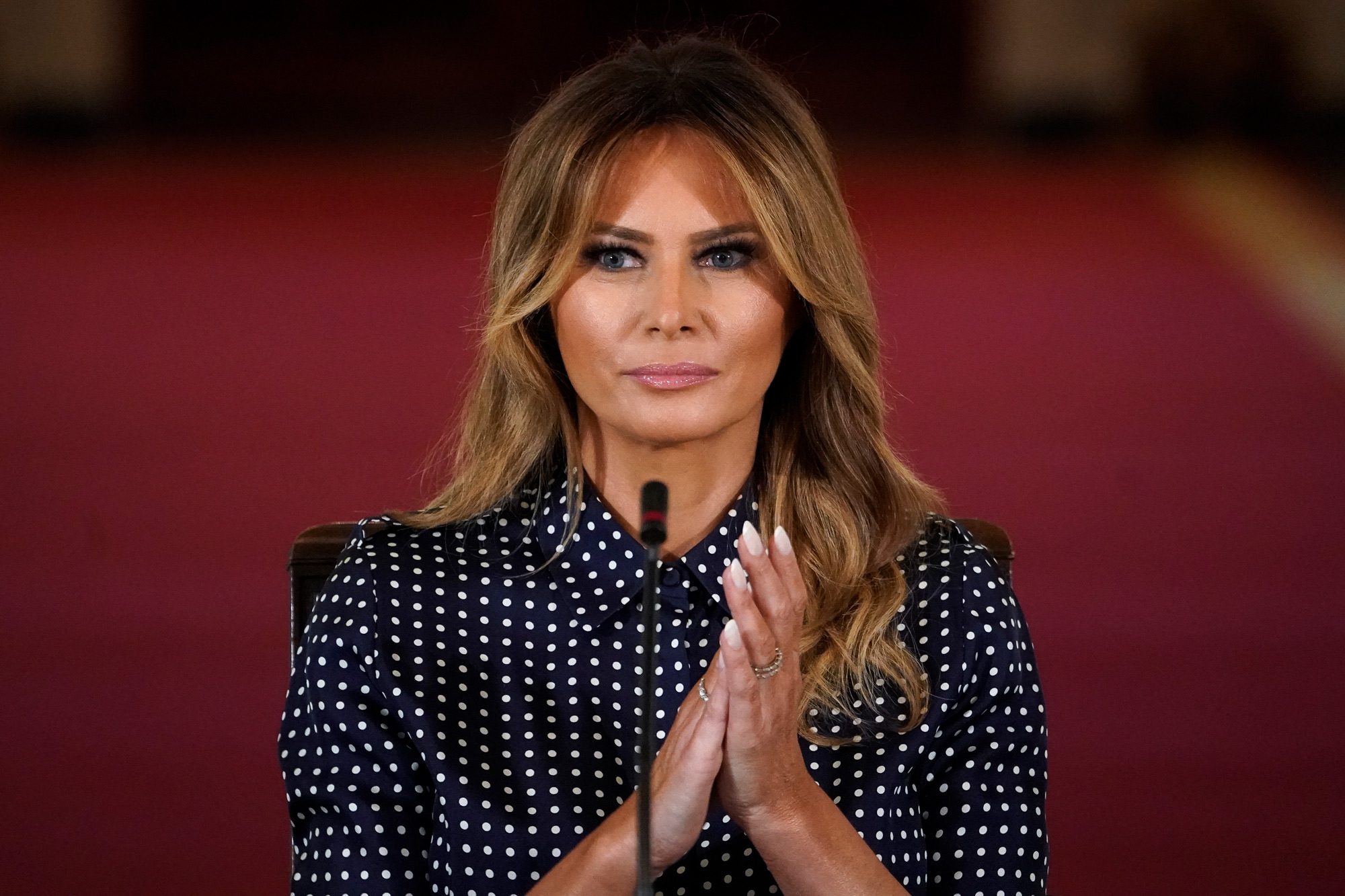 First Lady Melania Trump attends an event to mark National Alcohol and Drug Addiction Recovery Month in the East Room of the White House on September 3 in Washington, DC. 