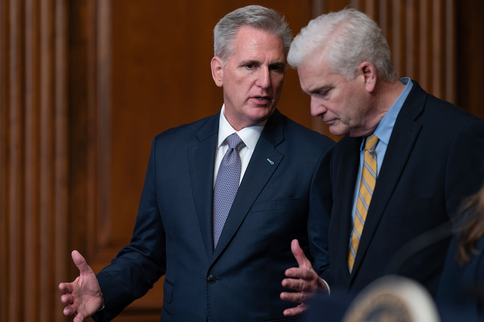 McCarthy talks with Emmer at the US Capitol on September 30.