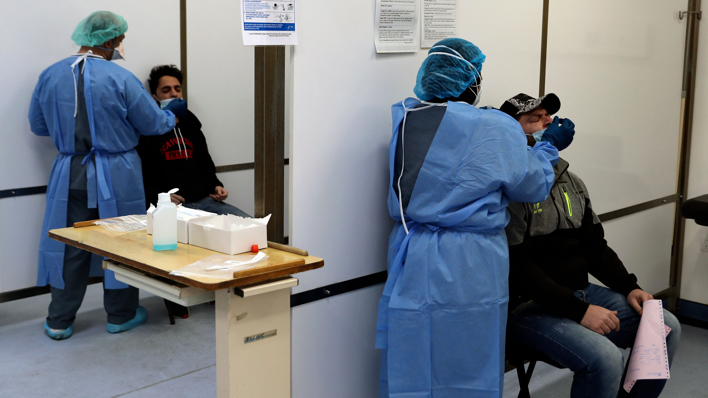 Medical staff test people for Covid-19 at the Rafik Hariri University Hospital in Beirut, Lebanon, on January 11.