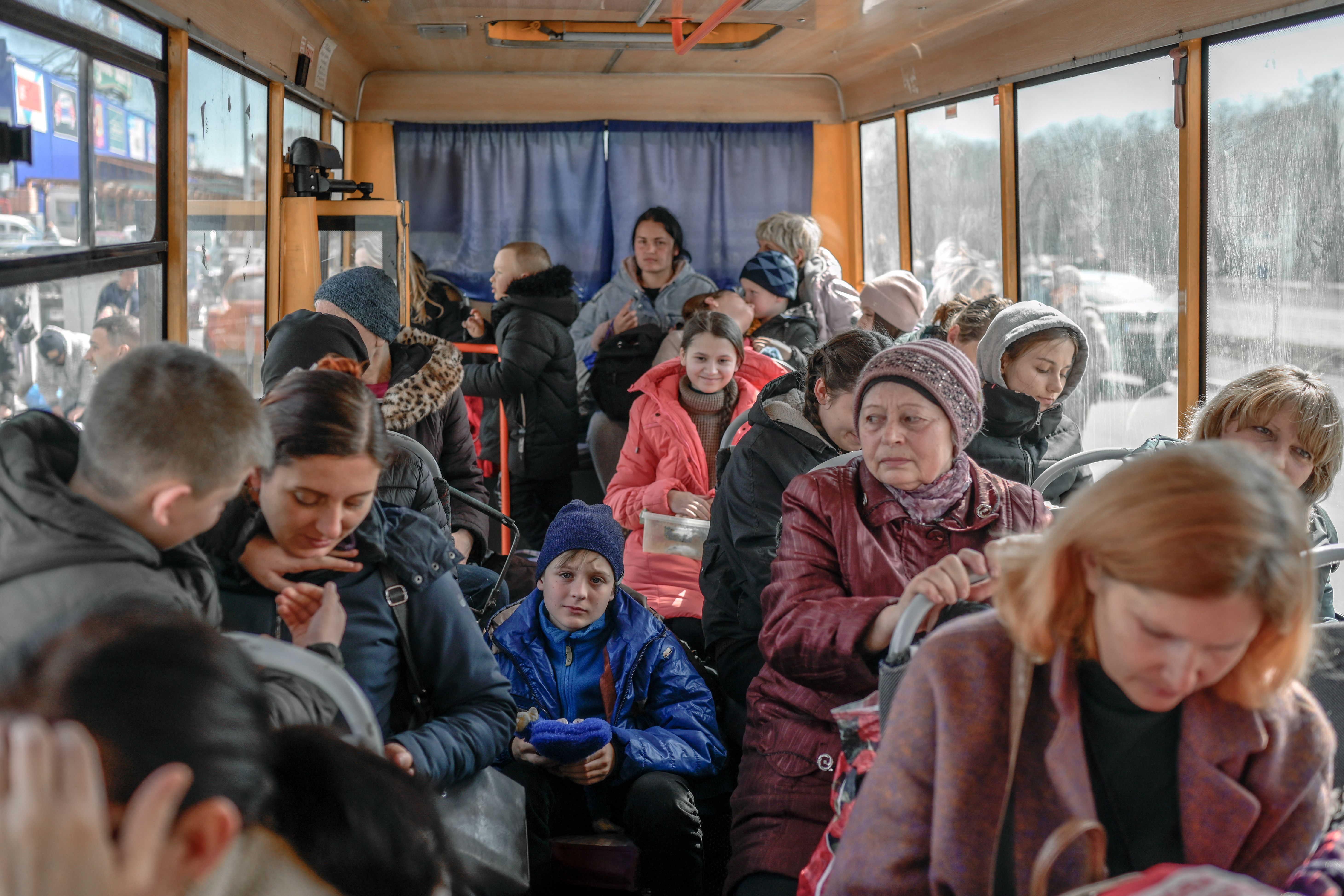 Arrivals at a center for displaced persons in Zaporizhzhia, Ukraine, on April 6.