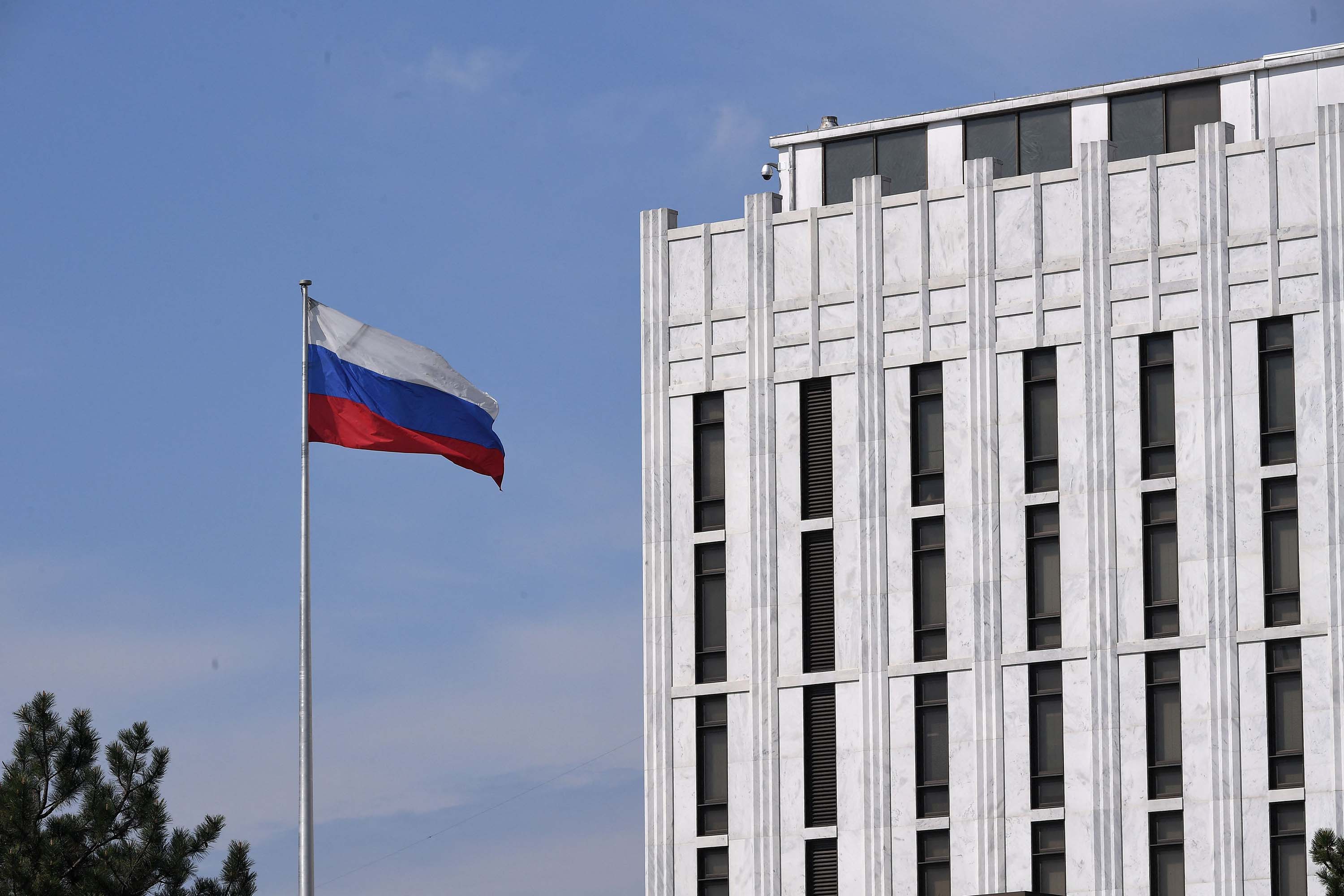 The Russian embassy's compound in Washington, DC is pictured in April 2021. 