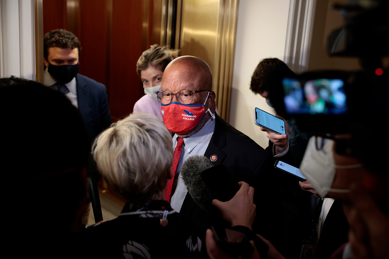 Rep. Bennie Thompson, chair of the select committee investigating the January 6 attack, speaks to reporters after the conclusion of a business meeting on Capitol Hill on December 13, in Washington, DC. (Anna Moneymaker/Getty Images)