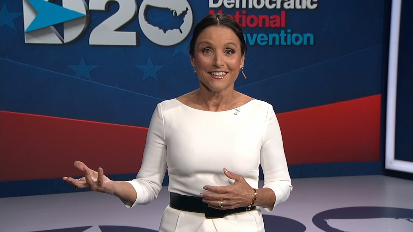 Julia Louis-Dreyfus hosts the final day of the Democratic National Convention.