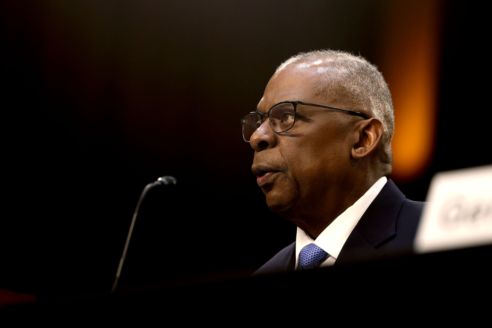 Lloyd Austin, US secretary of defense, during a Senate Armed Services Committee hearing in Washington, D.C., on April 9.