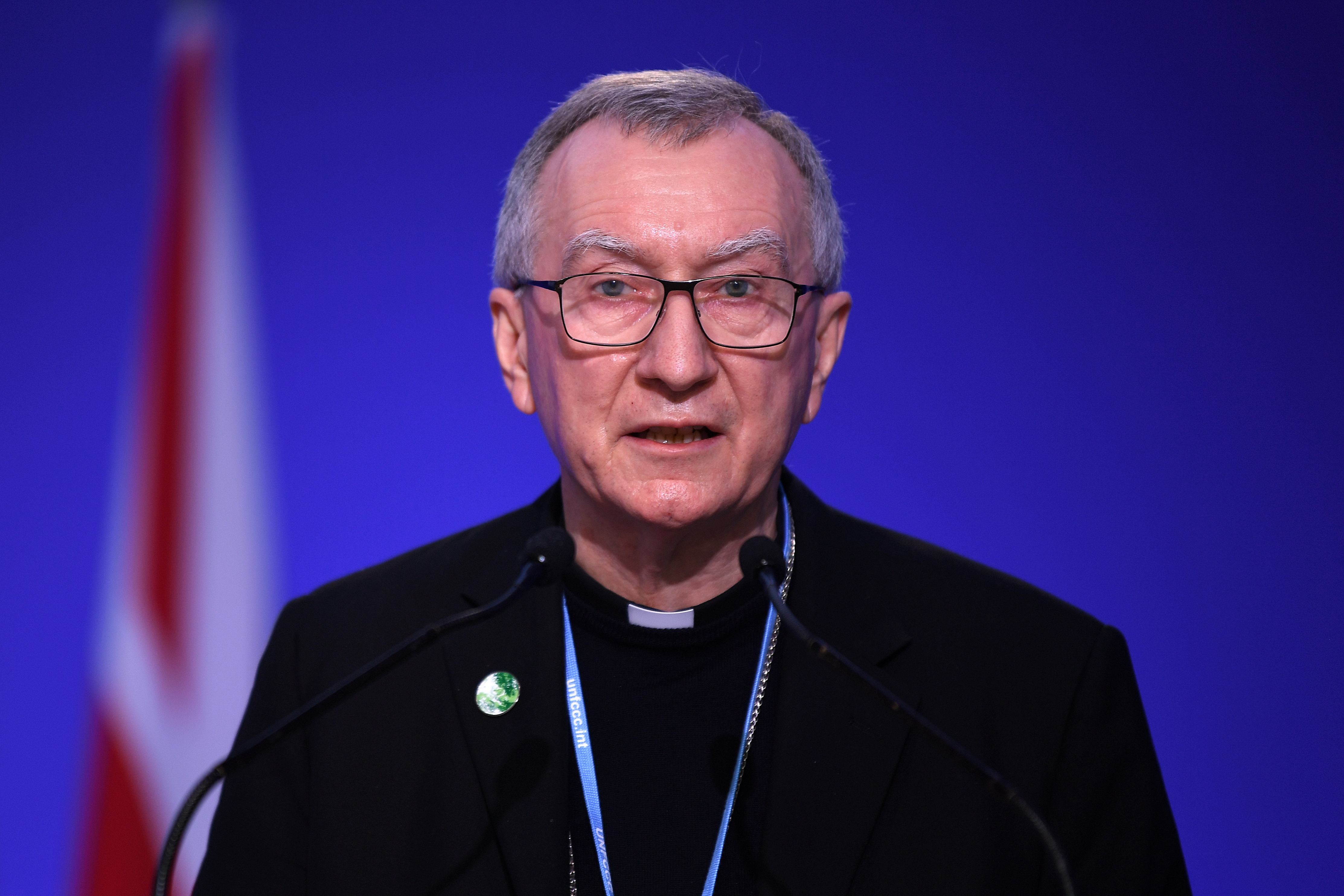 Vatican Secretary of State Cardinal Pietro Parolin in Glasgow, United Kingdom during the COP26 climate summit in November 2021.