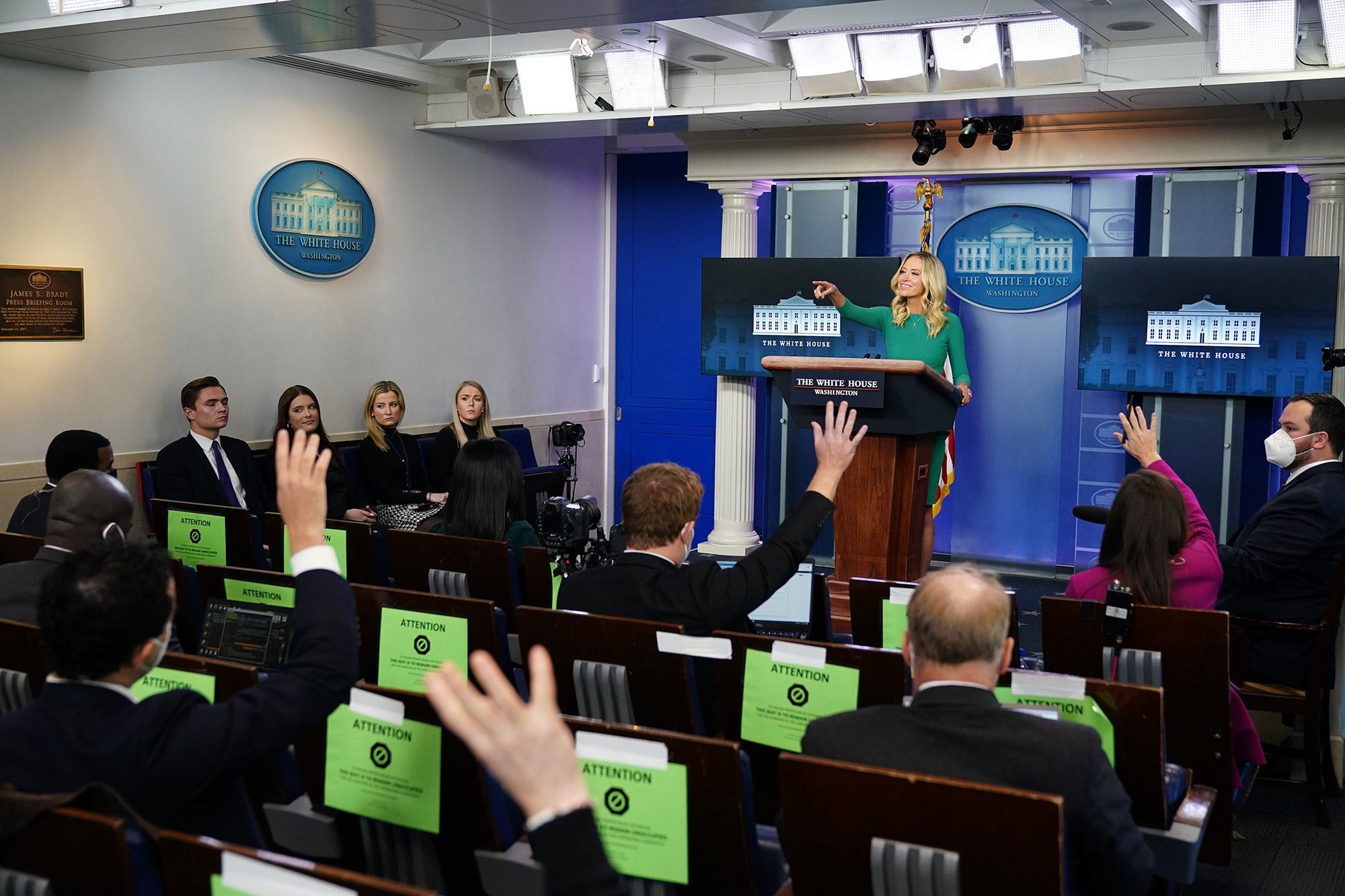 White House Press Secretary Kayleigh McEnany speaks during a press briefing at the White House in Washington DC, on November 20. 