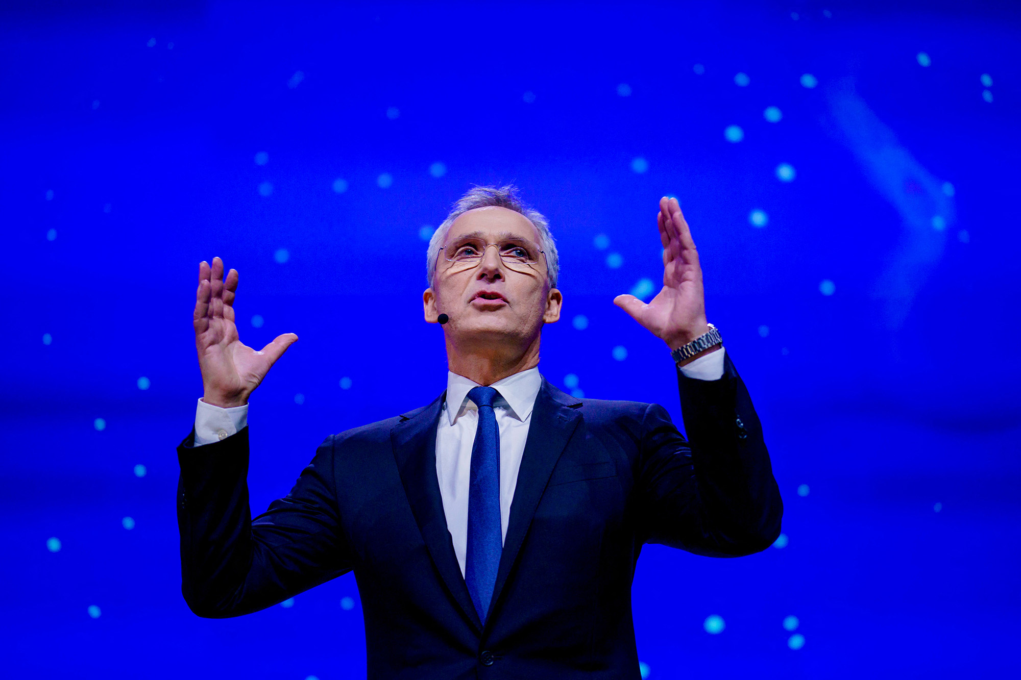 NATO Secretary General Jens Stoltenberg speaks during NHO's (Confederation of Norwegian Enterprise) annual conference in Oslo Spektrum, Norway, on January 5.