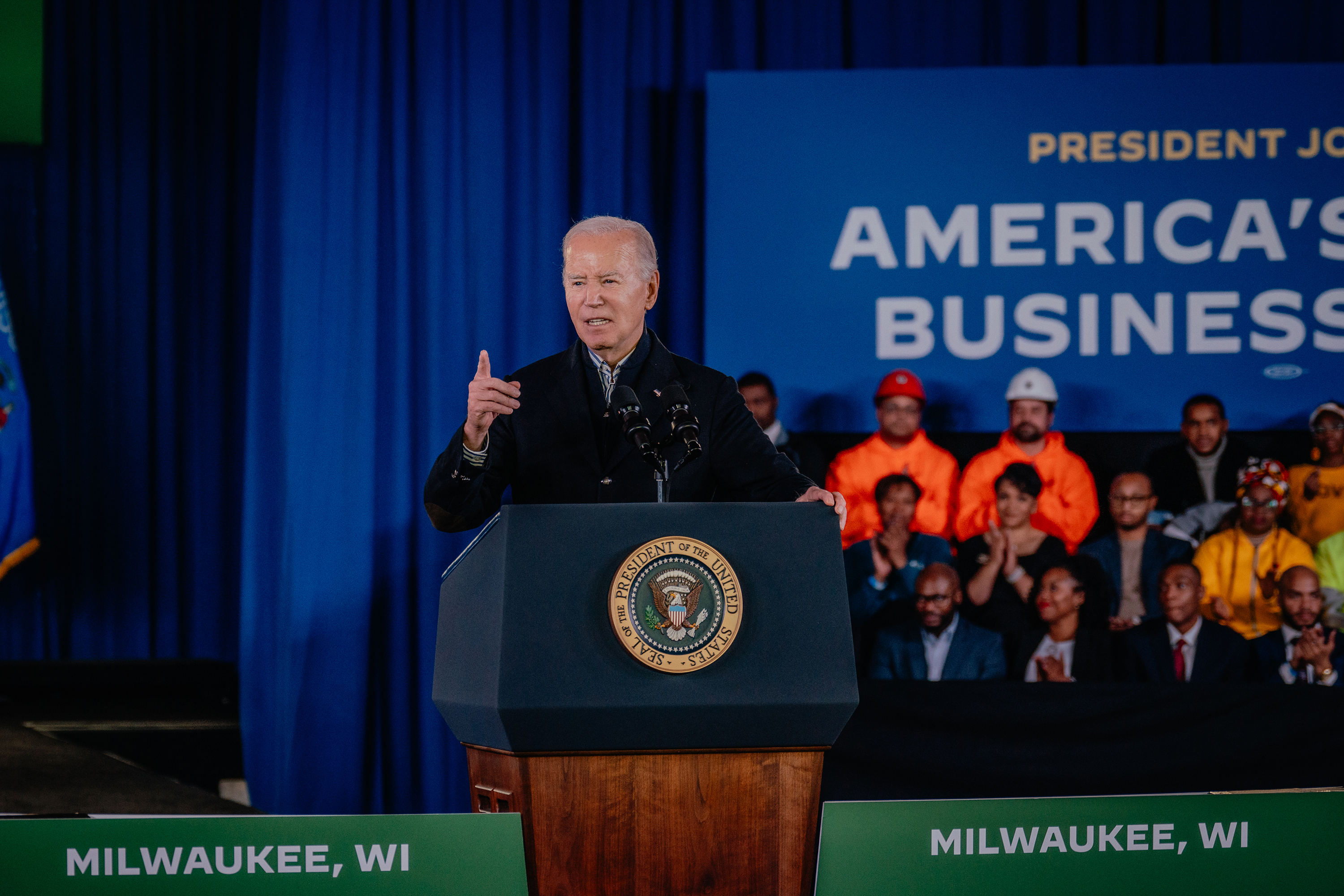 US President Joe Biden speaks at an economic event at the Wisconsin Black Chamber of Commerce in Milwaukee, Wisconsin, on December 20.