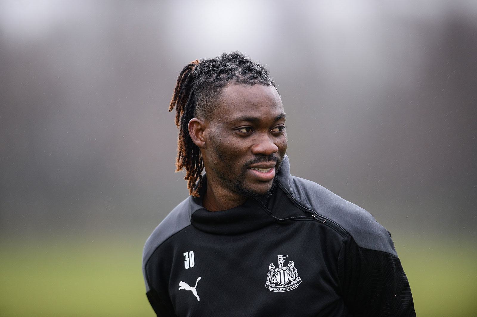 Christian Atsu during the Newcastle United training session in Newcastle upon Tyne, England, in 2021. 