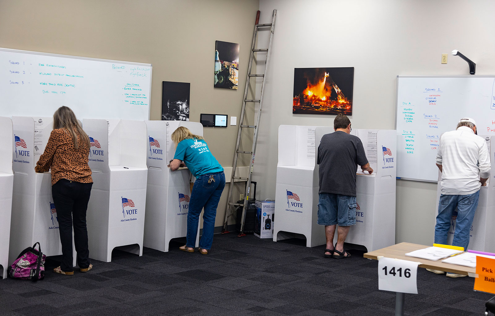 Voters cast their ballots at Eagle Fire Department in Eagle, Idaho, on Tuesday.