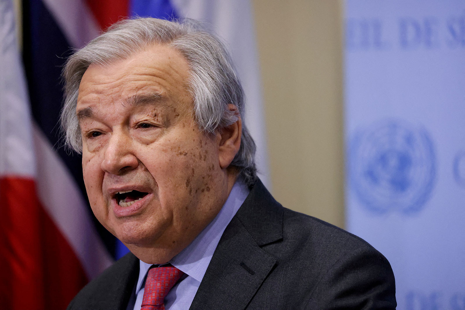 United Nations Secretary General Antonio Guterres speaks to the media at the United Nations Headquarters in New York on March 14. 