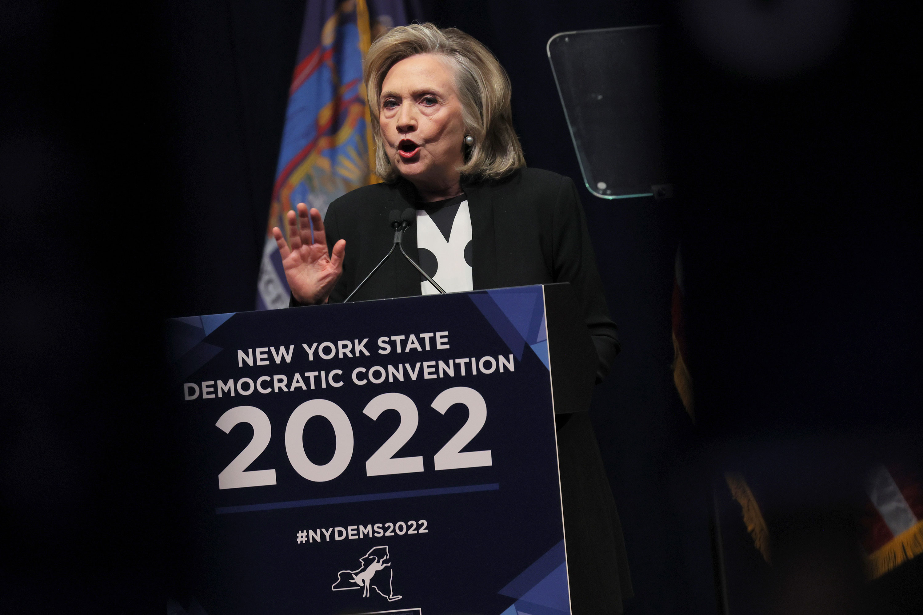 Hillary Clinton speaks during the 2022 New York State Democratic Convention in February.