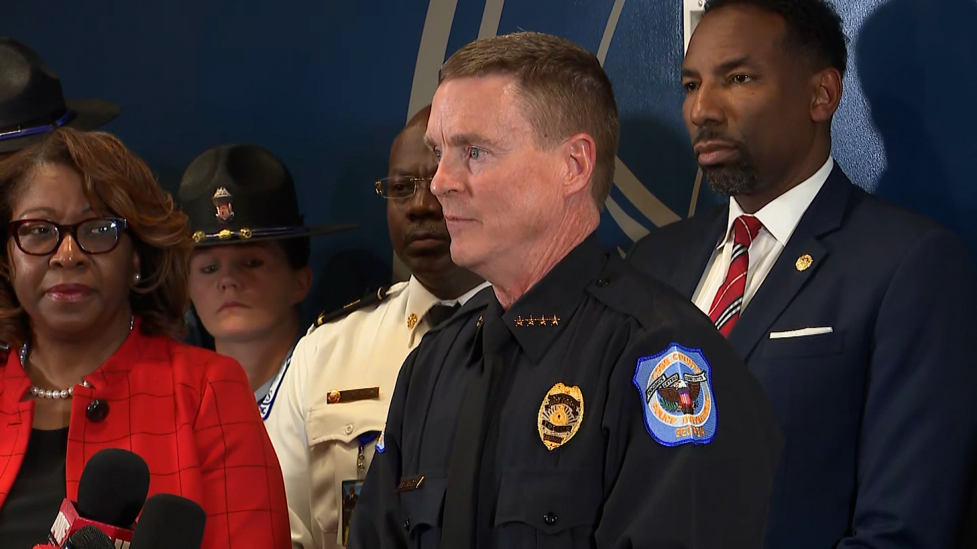 Cobb County PD Chief Chief Stuart VanHoozer speaks during a news conference on Wednesday.