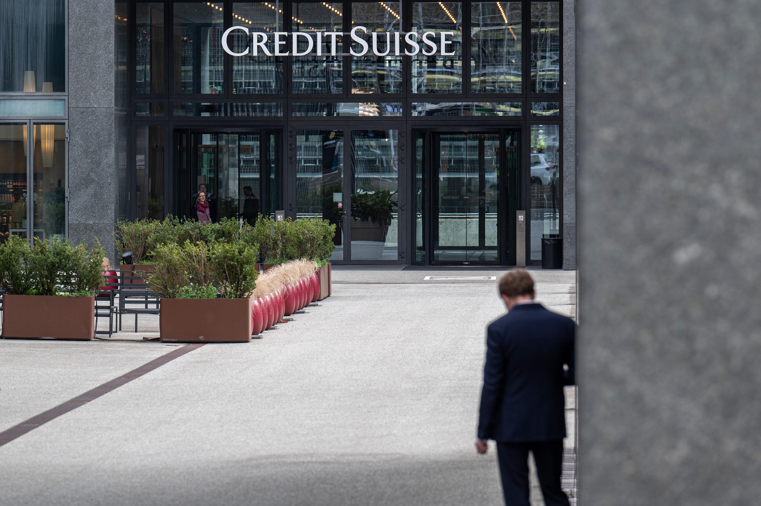 A Credit Suisse office building is pictured in Zurich, Switzerland, on Monday, March 20. 