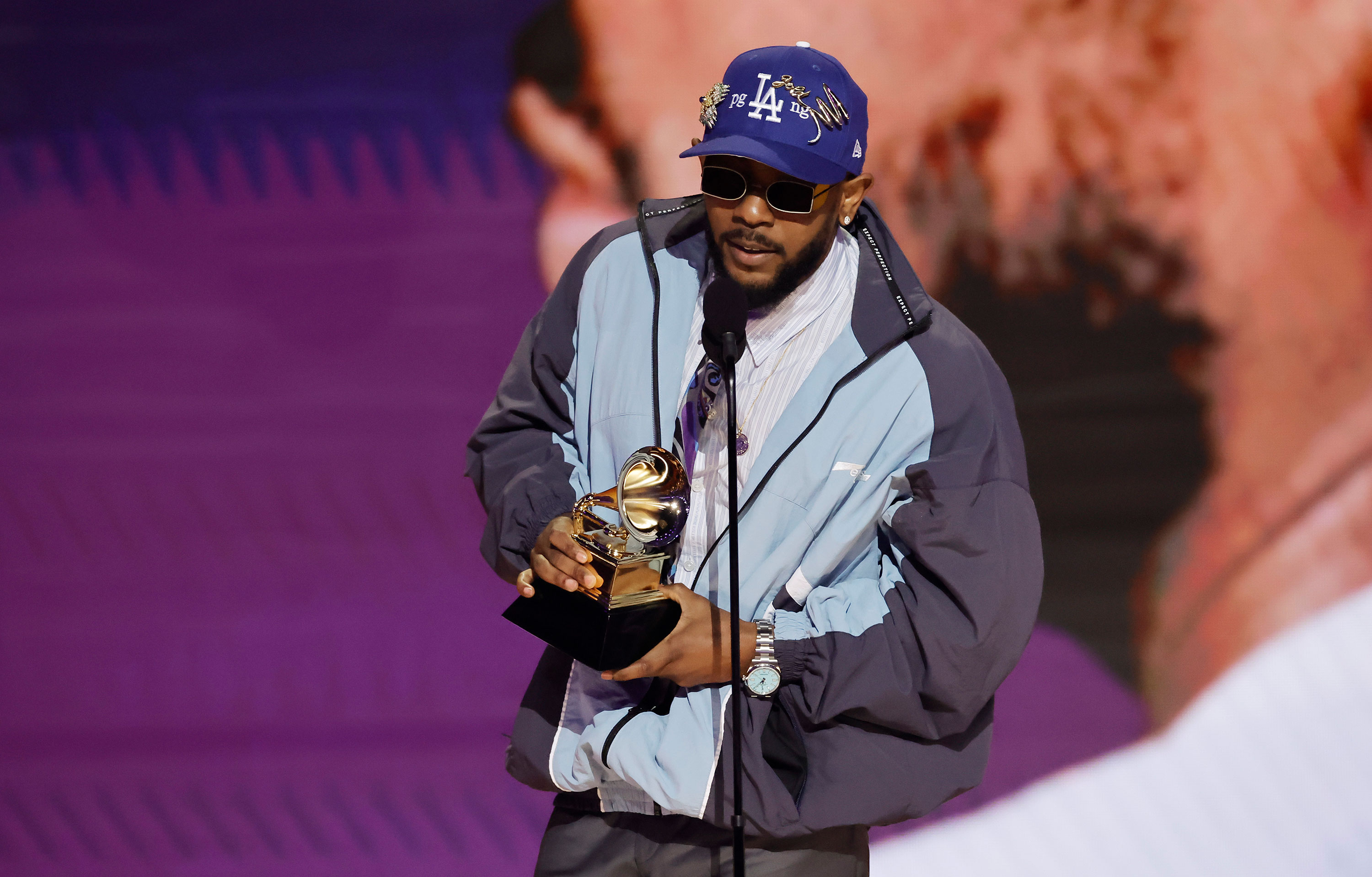 Kendrick Lamar accepts the Best Rap Album award for “Mr. Morale & The Big Steppers." 