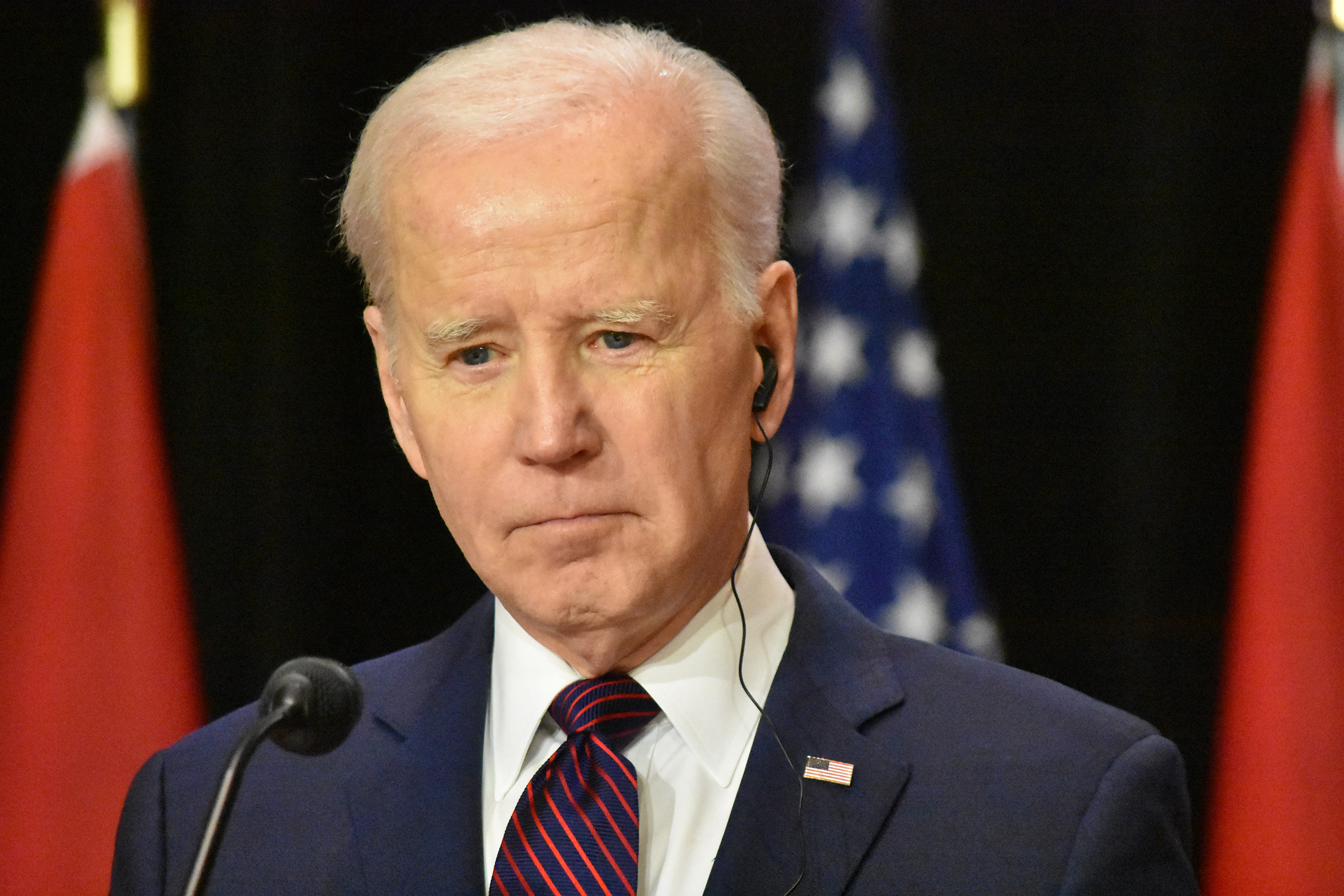 Biden speaks to the media in a joint press conference in Ottawa, Canada on March 24.
