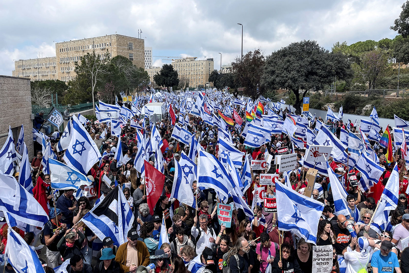 Israelis protest near the Supreme Court during a demonstration on March 27 in Jerusalem. 