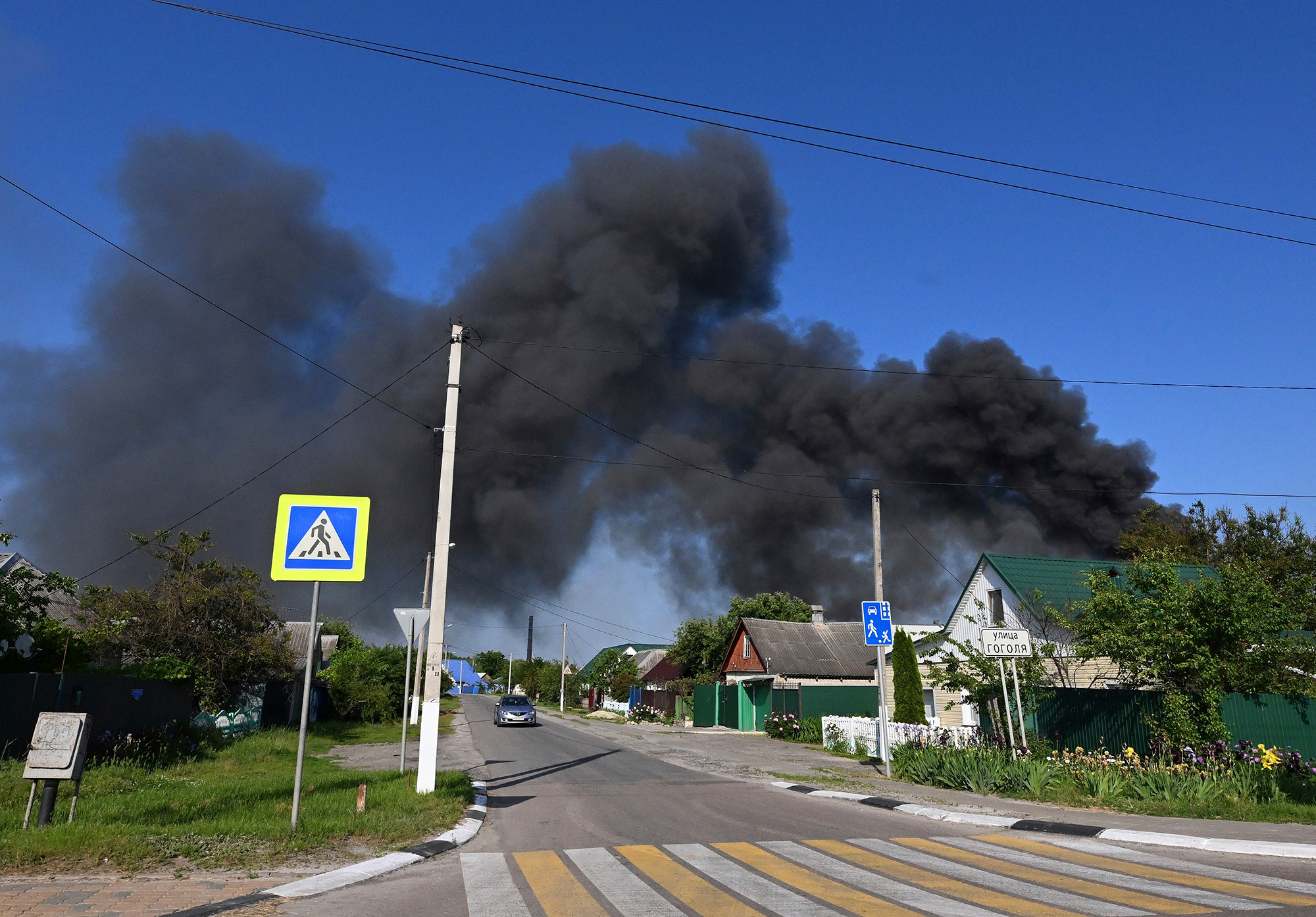 Smoke rises after shelling in Belgorod, Russia, on June 2. 