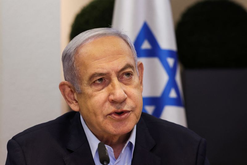 Israeli Prime Minister Benjamin Netanyahu speaks during a cabinet meeting in Tel Aviv, Israel, on January 7. 