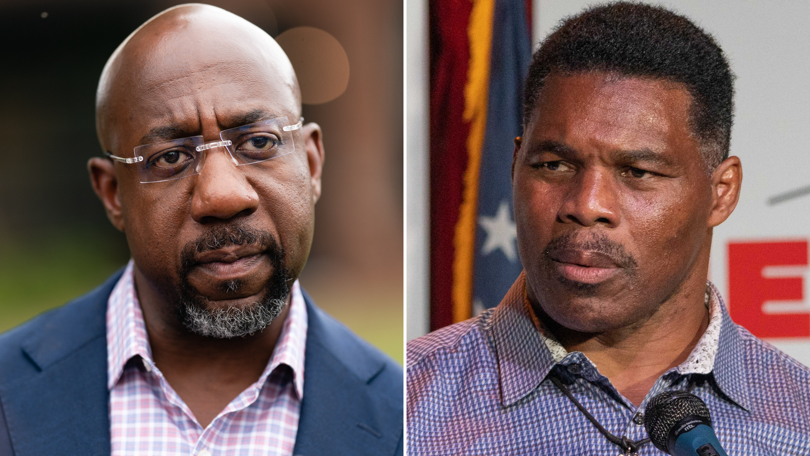 Sen. Raphael Warnock, left, and Herschel Walker