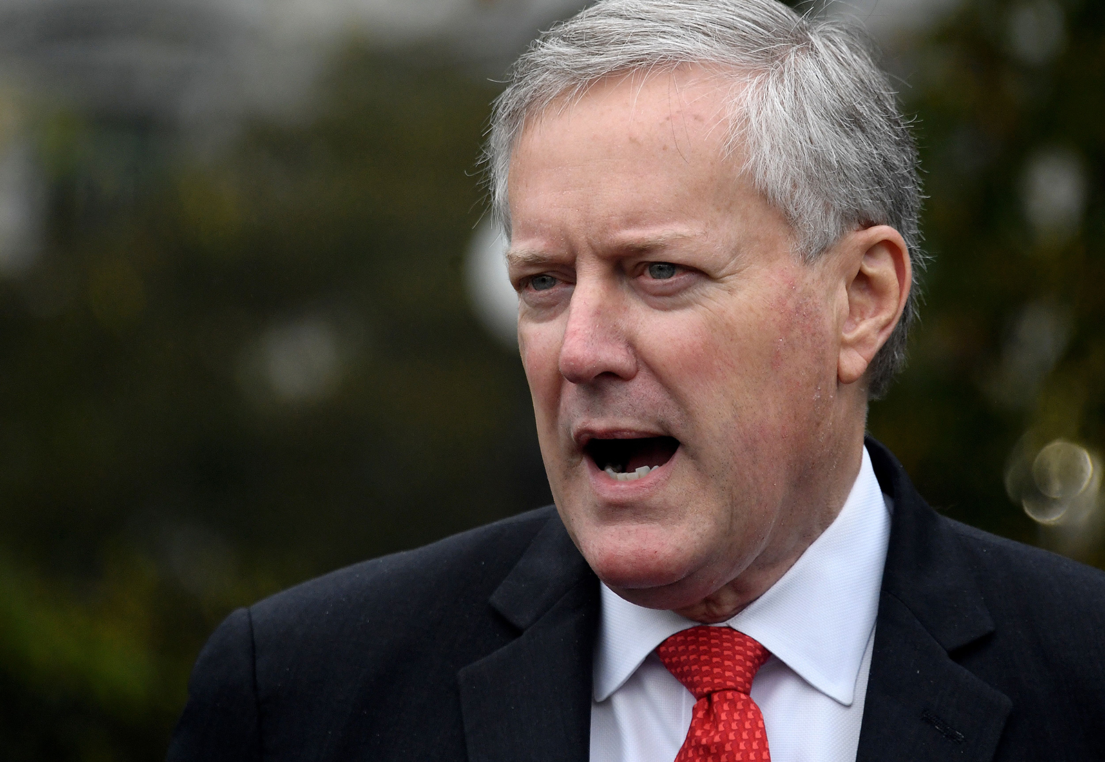 Former White House Chief of Staff Mark Meadows speaks to the media at the White House in Washington, DC, October 21, 2020. (Olivier Douliery/AFP/Getty Images)