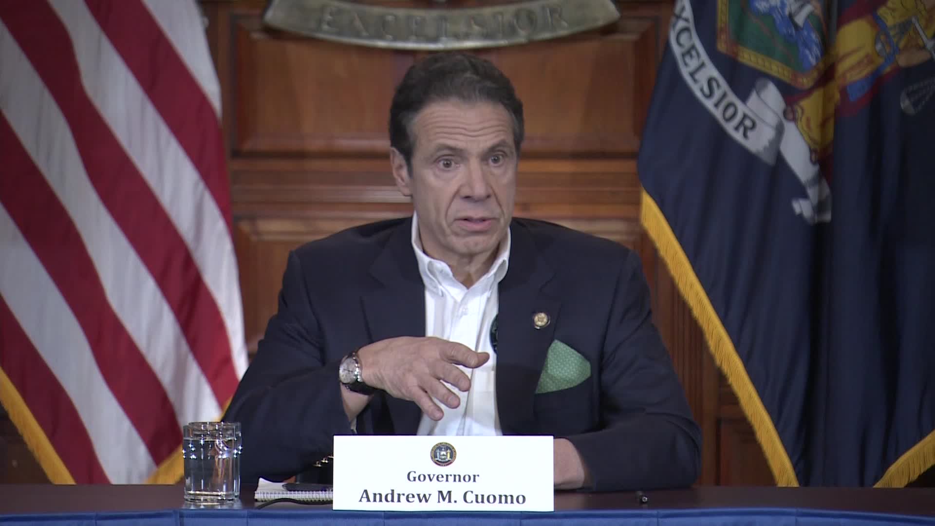 Governor Cuomo makes a statement in Albany, New York, on Tuesday.
