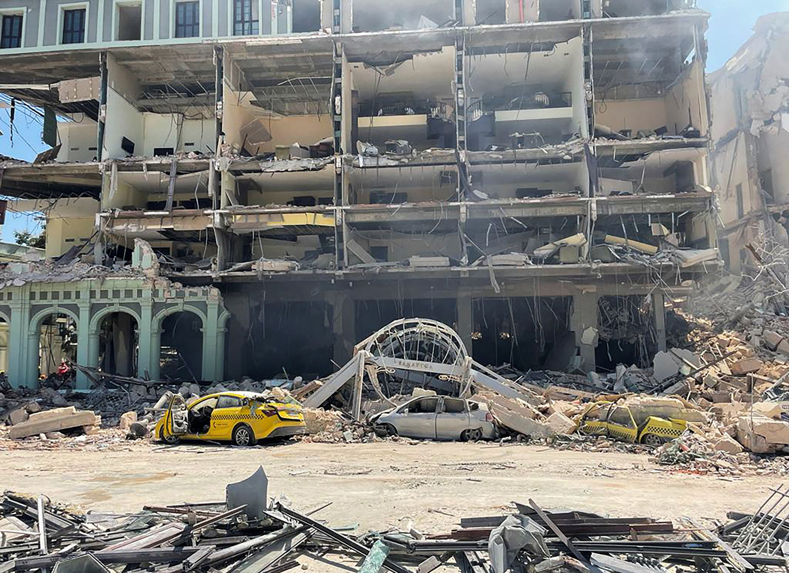 Debris is scattered after an explosion at Hotel Saratoga in Havana on May 6.