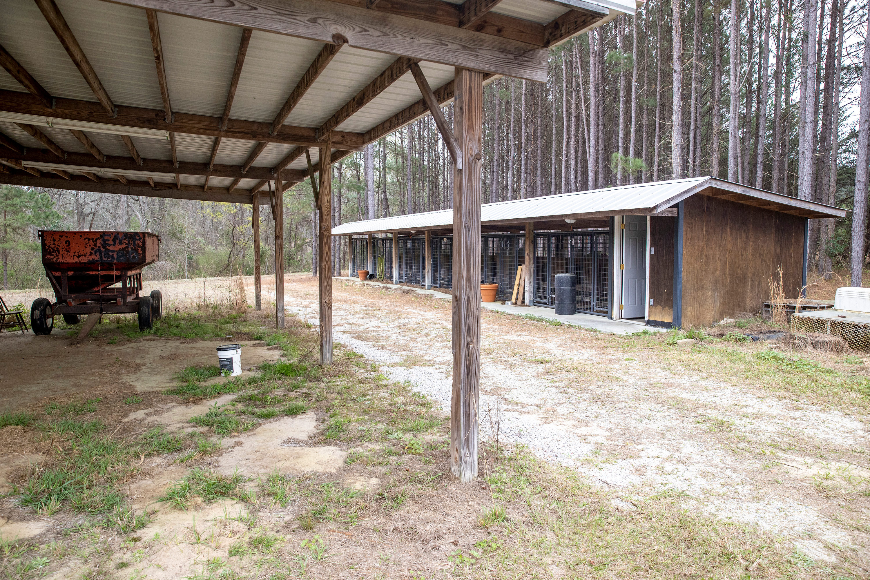 The hanger and dog kennels where Paul and Maggie’s bodies were found at the Murdaugh’s Moselle property in Islandton, South Carolina. 