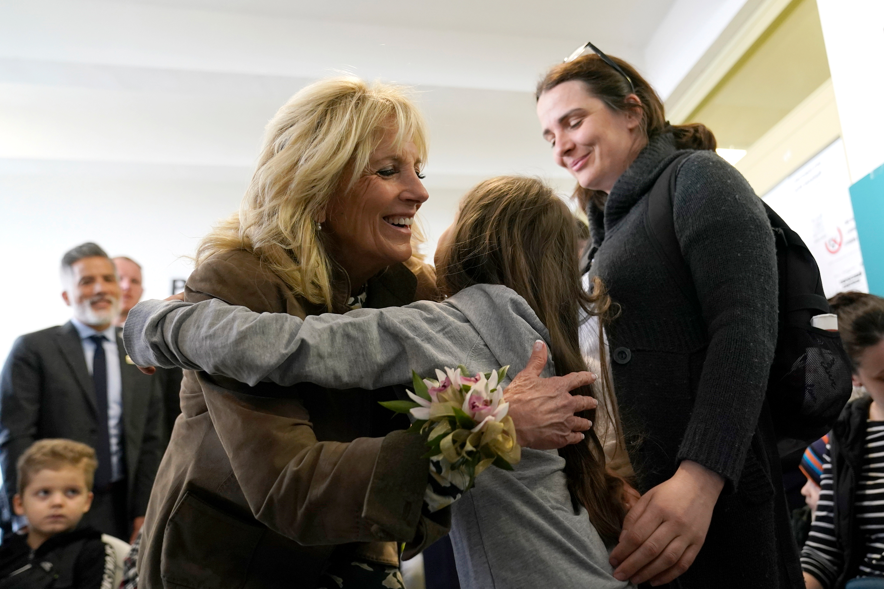 US first lady Jill Biden meets with Ukrainian refugees in Kosice, Slovakia, on Sunday, May 8. 