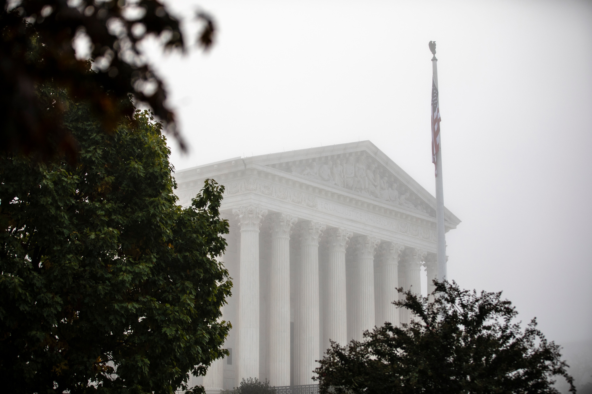 Fog blankets the city around the United States Supreme Court on October 22 in Washington, DC. 