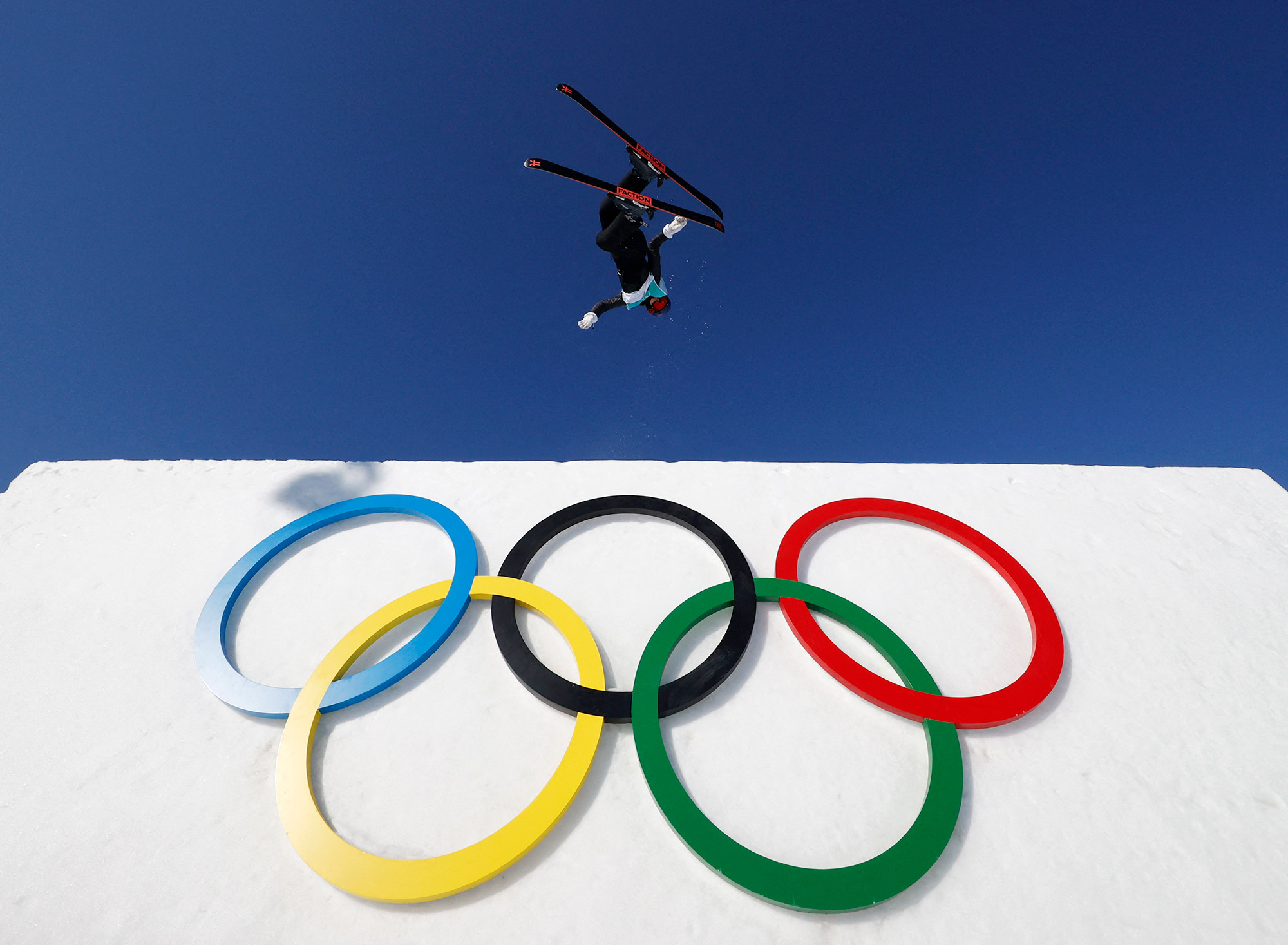China's Eileen Gu makes her final run in the big air competition on Tuesday.
