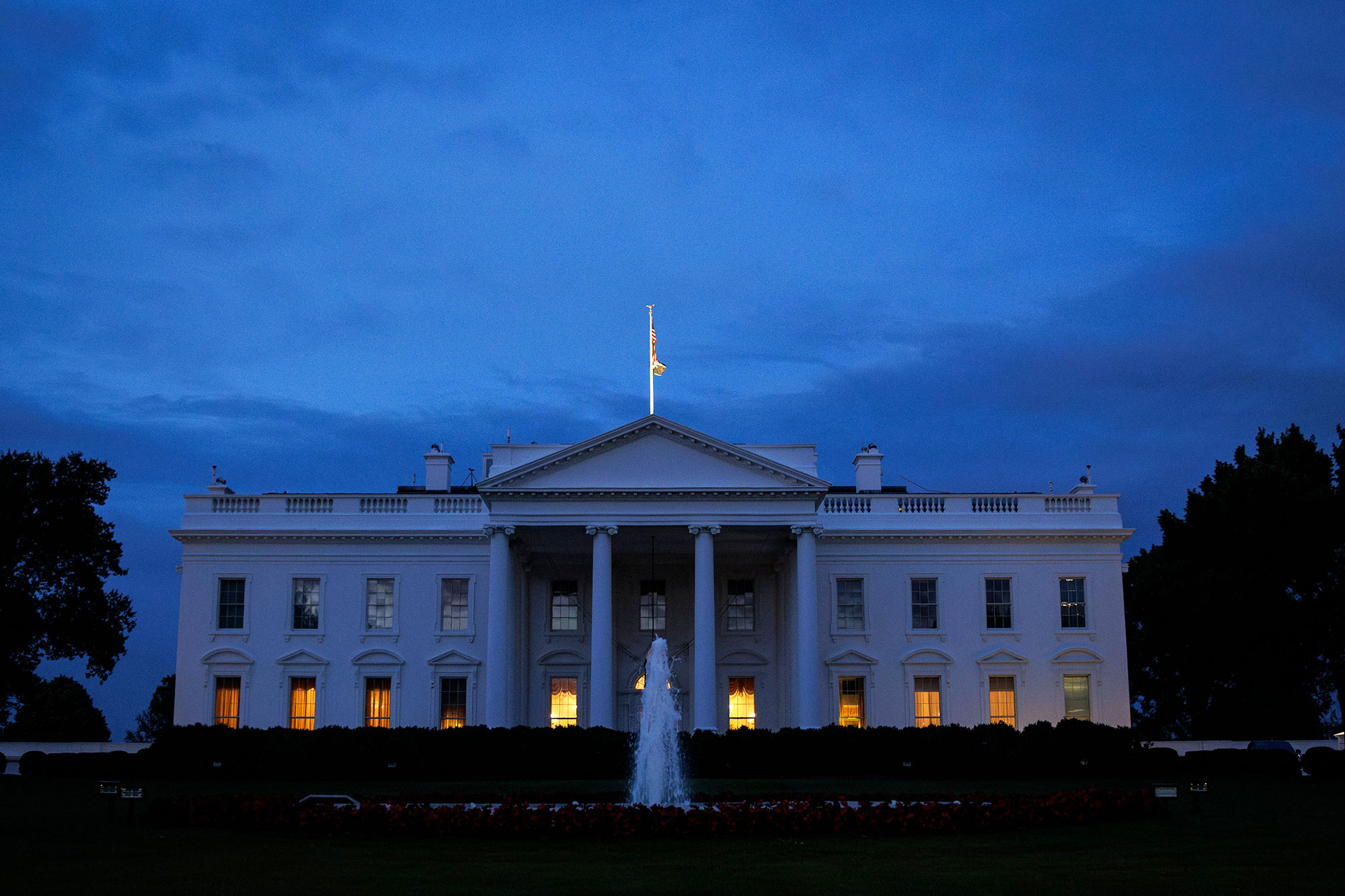The White House is seen as dawn breaks in Washington, DC, on May 28. 
