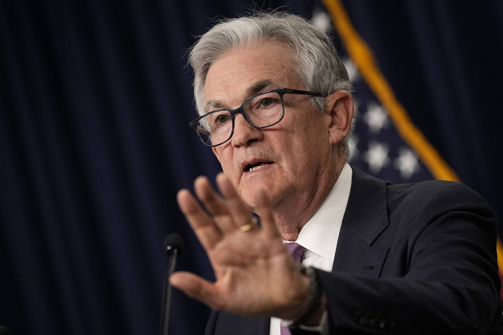 Federal Reserve Board Chairman Jerome Powell speaks during a news conference following a meeting of the Federal Open Market Committee (FOMC) at the headquarters of the Federal Reserve today in Washington, DC. 