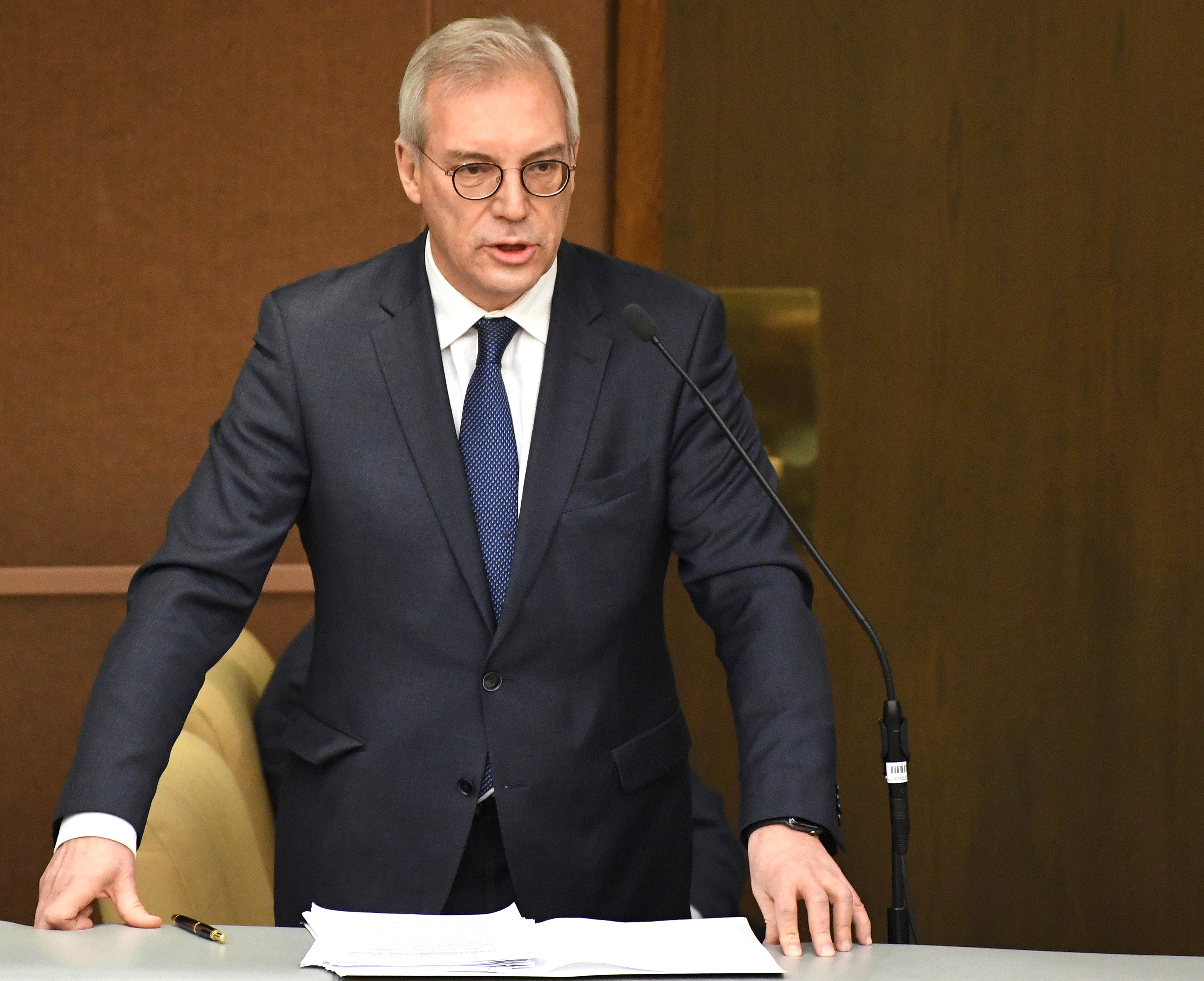 Russian Deputy Foreign Minister Alexander Grushko speaks in Moscow, Russia, in February. 