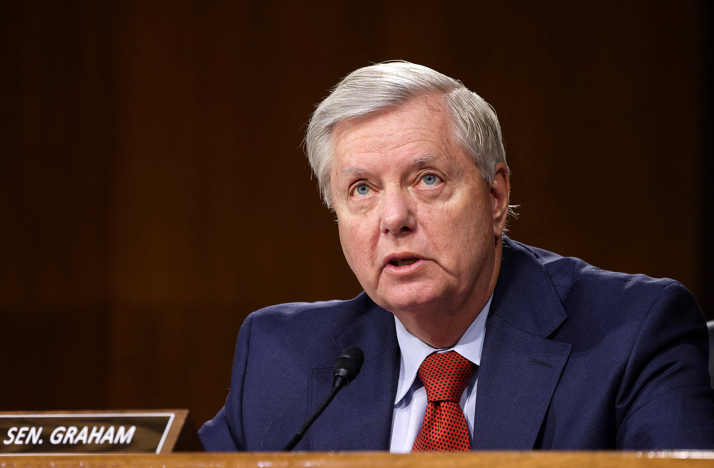Sen. Lindsey Graham speaks during a Senate Committee on Appropriations hearing in Washington, DC, in 2021.