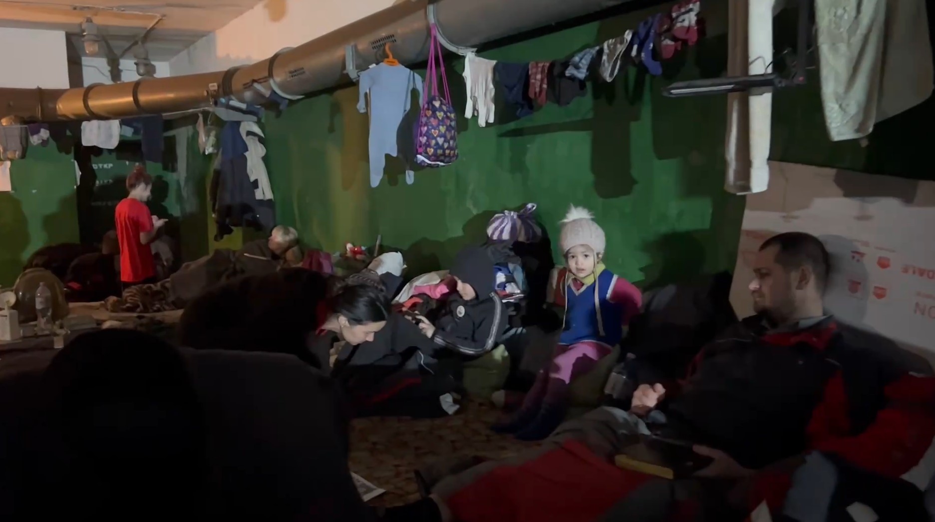 Civilian women and children sheltering in bunkers underneath the Azovstal steel factory in Mariupol, Ukraine, on April 18.