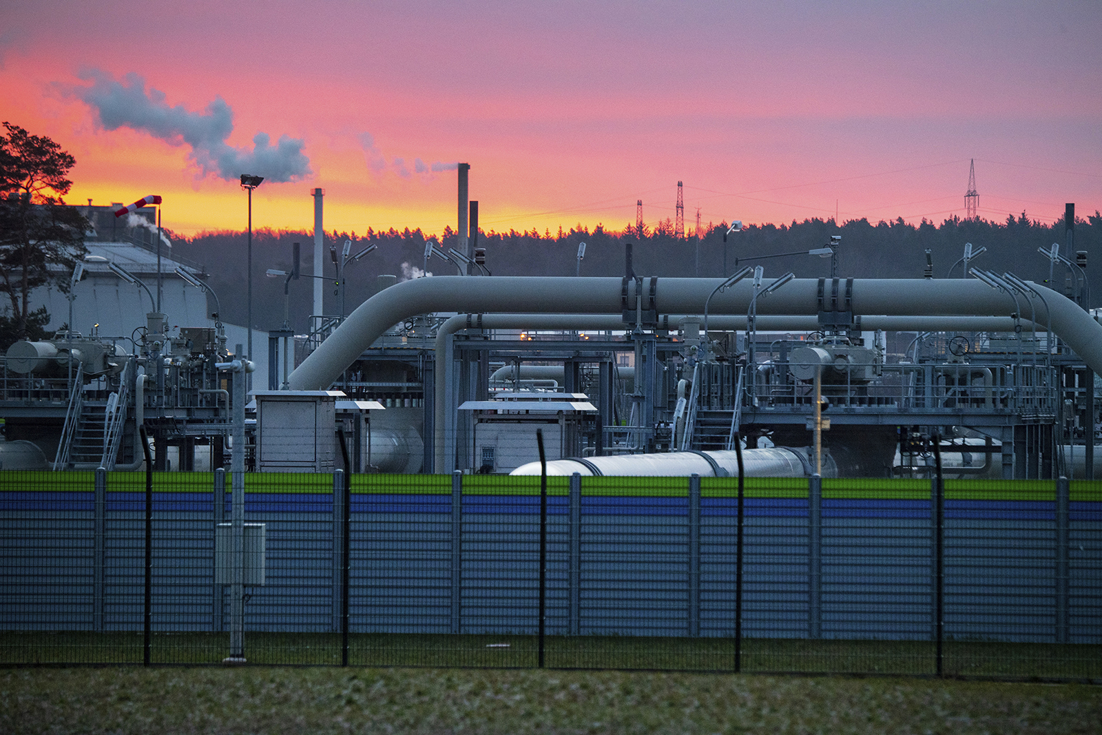 View of pipe systems and shut-off devices at the gas receiving station of the Nord Stream 2 Baltic Sea pipeline in Lubmin, Germany in early January. 