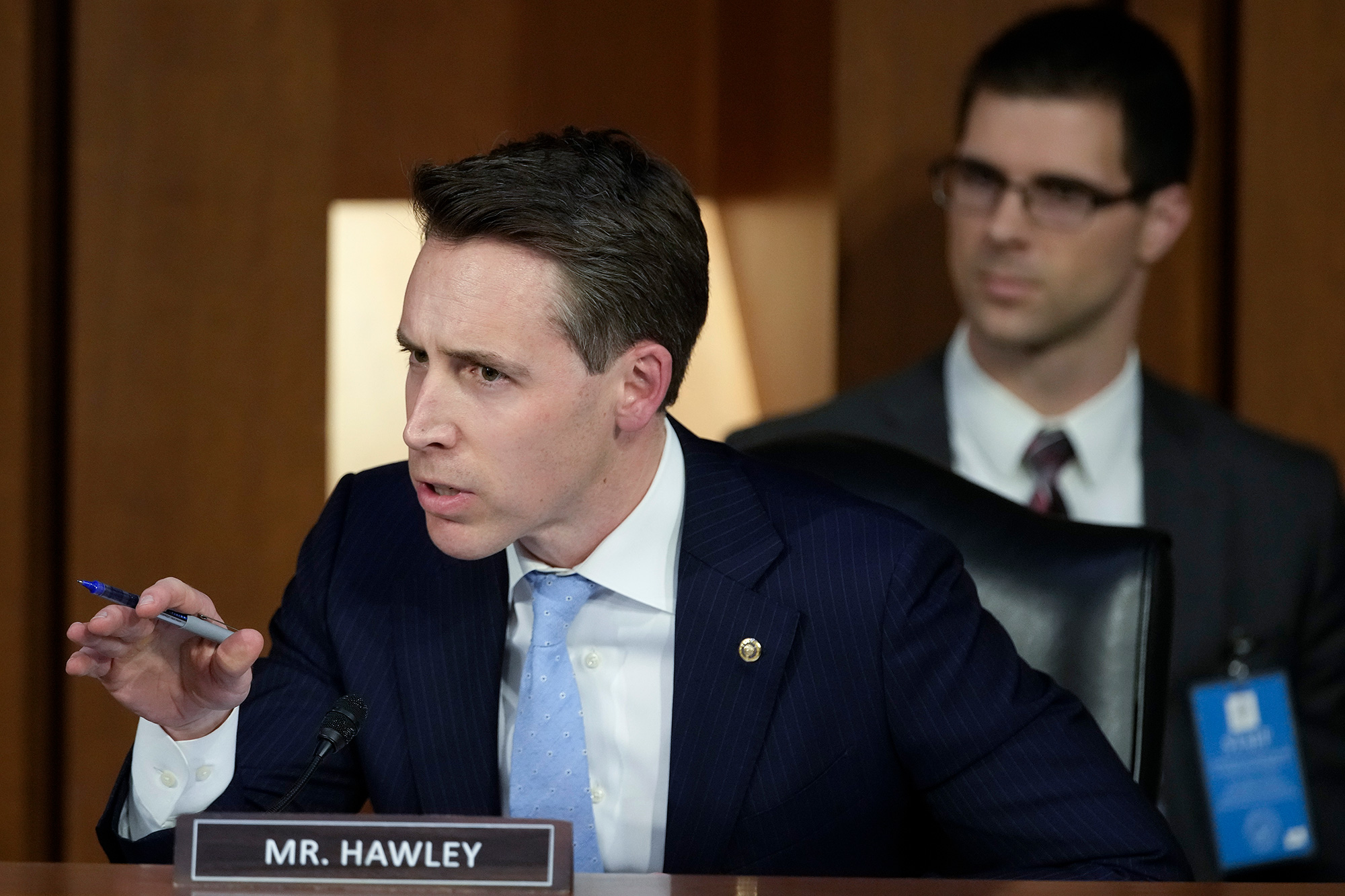 Sen. Josh Hawley questions US Supreme Court nominee Judge Ketanji Brown Jackson during her Senate Judiciary Committee confirmation hearing on March 23.