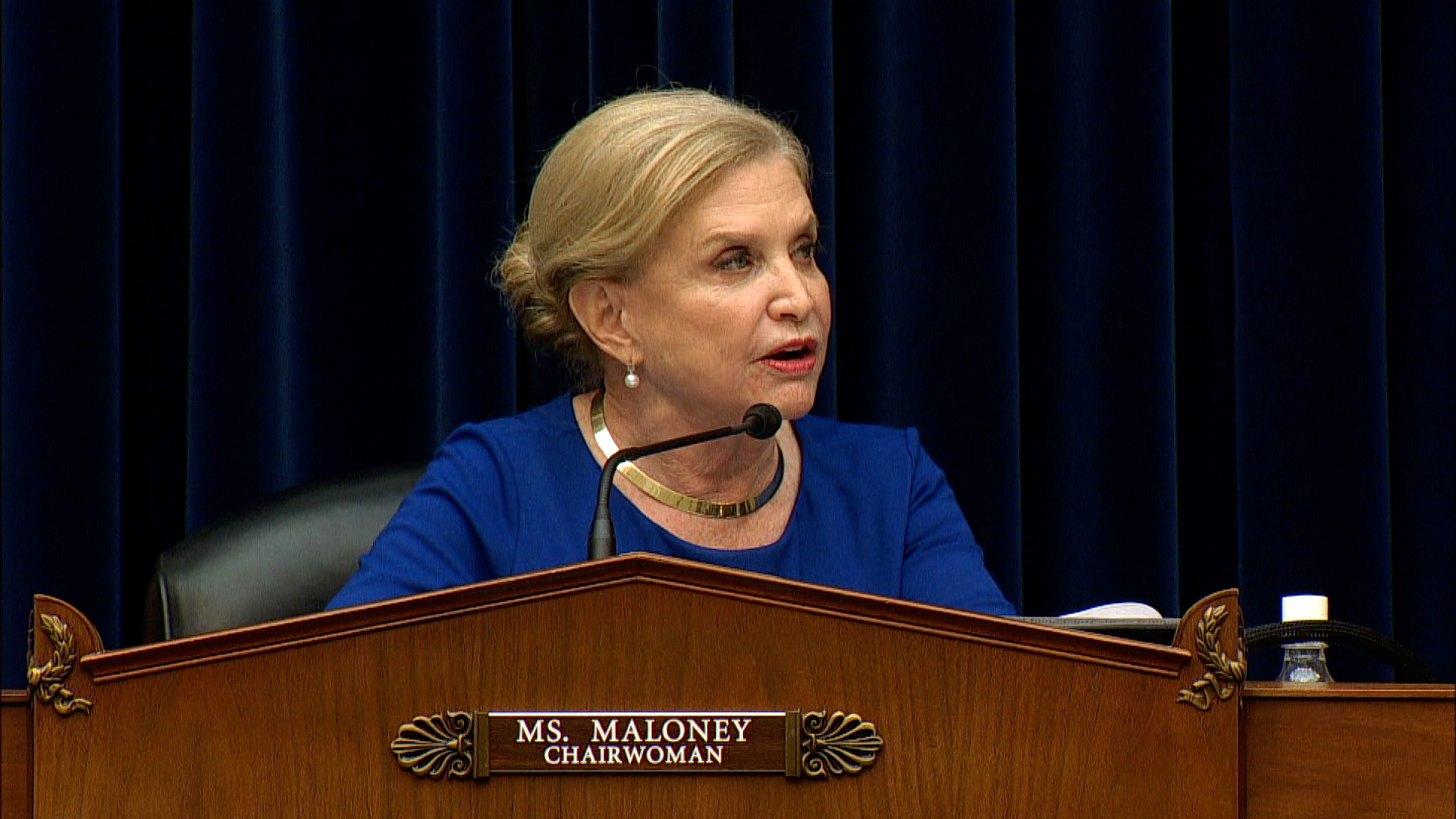  House Oversight Committee Chair Carolyn Maloney speaks during the hearing on Thursday, October 28. 