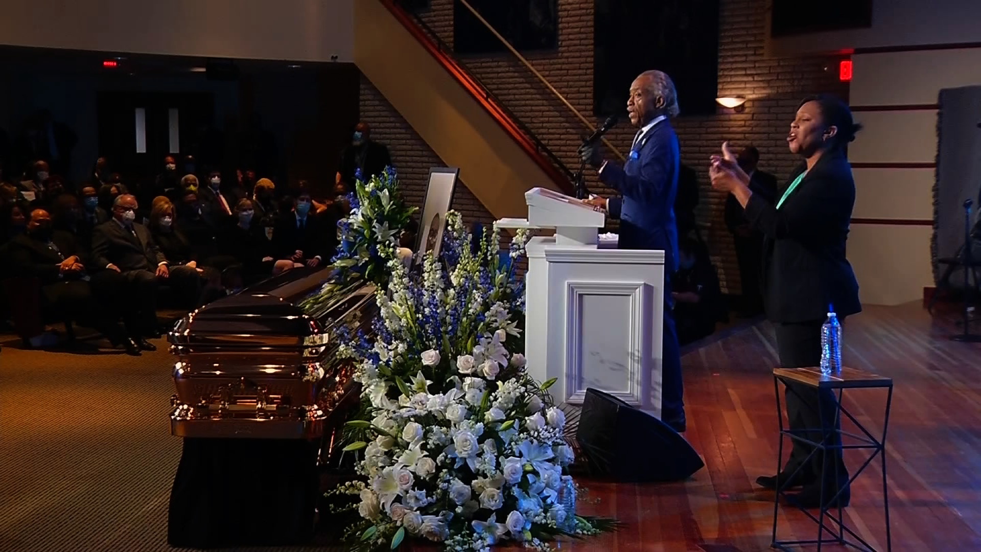 Rev. Al Sharpton speaks at George Floyd's memorial service in Minneapolis, on June 4.