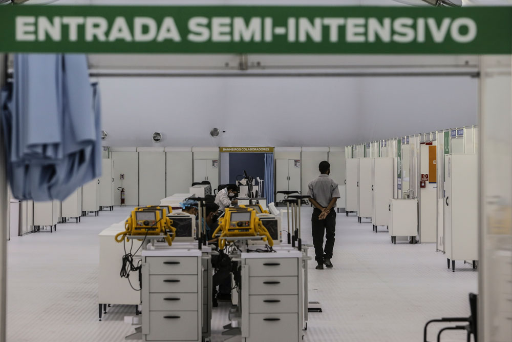 The Sao Goncalo Field Hospital houses 200 beds, 80 of them intensive care units and 50 respirators, on May 26 in Sao Gonalo, Brazil. The hospital will begin receiving coronavirus patients on Wednesday.