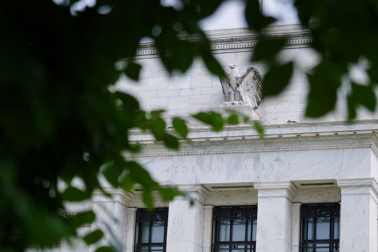 The exterior of the Marriner S. Eccles Federal Reserve Board Building is seen in Washington, D.C., on June 14.